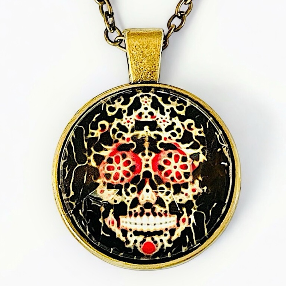 🆕Skull Handcrafted Antique Gold Plated Pendant Necklace